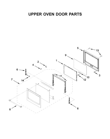 Upper oven door parts