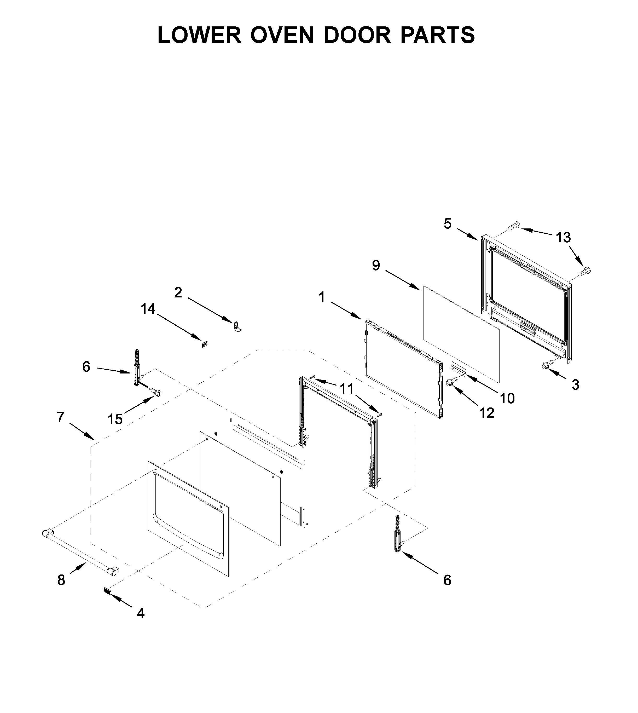 Lower oven door parts