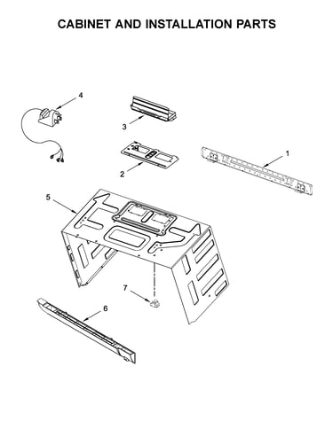 Cabinet and installation parts