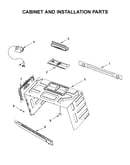 Cabinet and installation parts