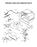 Freezer liner and icemaker parts