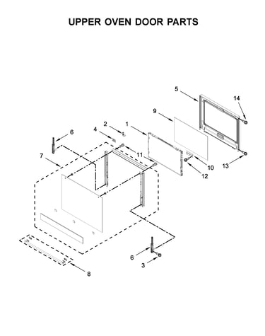 Upper oven door parts