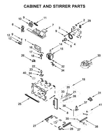 Cabinet and stirrer parts