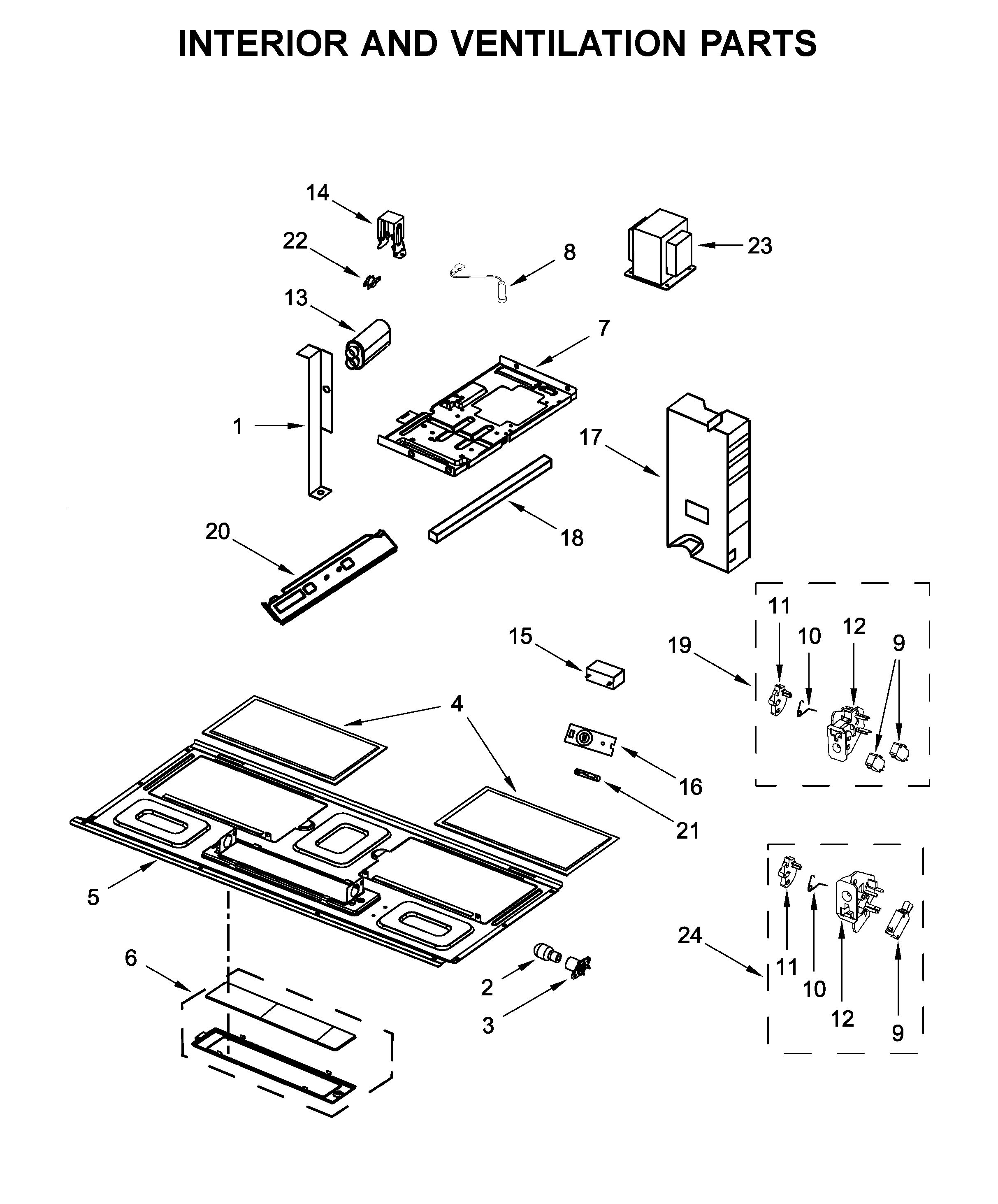 Interior and ventilation parts