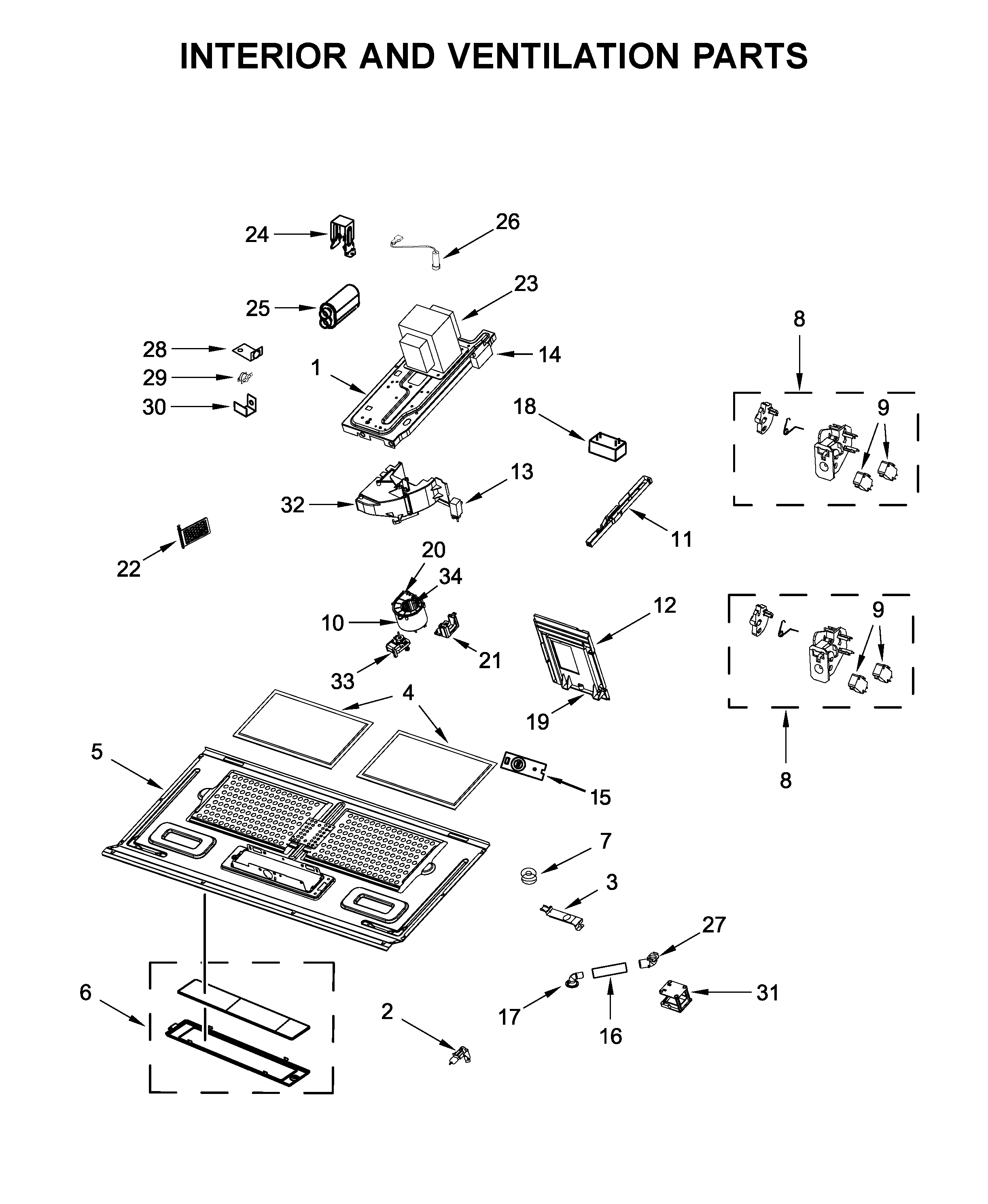 Interior and ventilation parts