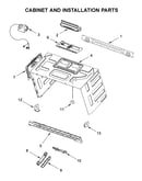 Cabinet and installation parts