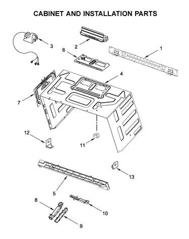 Cabinet and installation parts