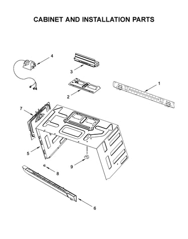 Cabinet and installation parts