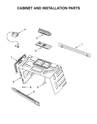 Cabinet and installation parts