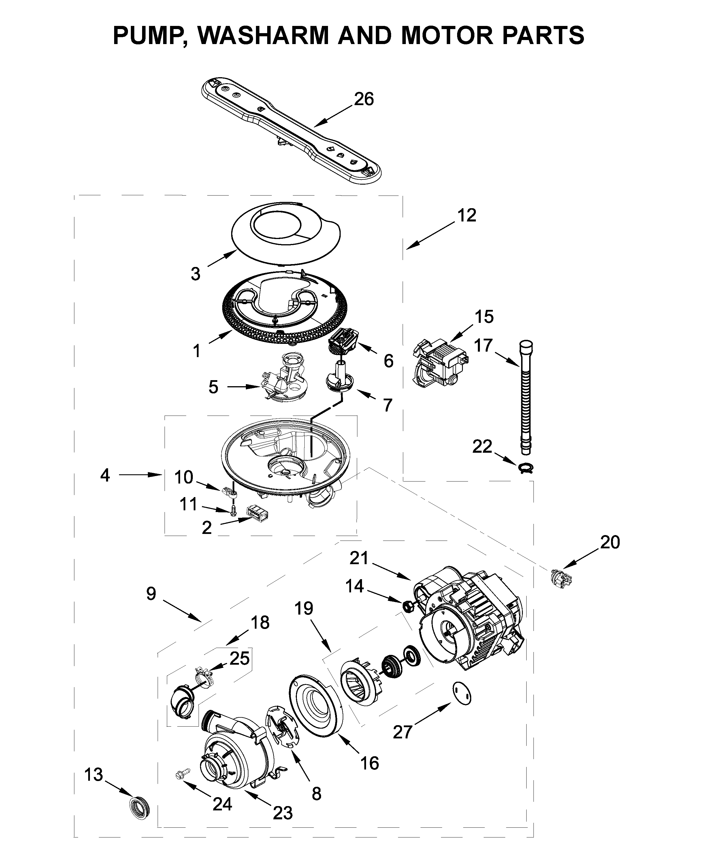 PUMP, WASHARM AND MOTOR PARTS