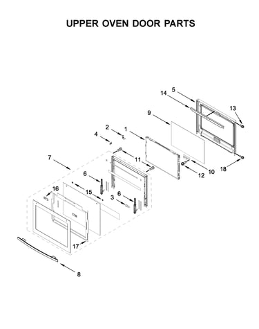 Upper oven door parts