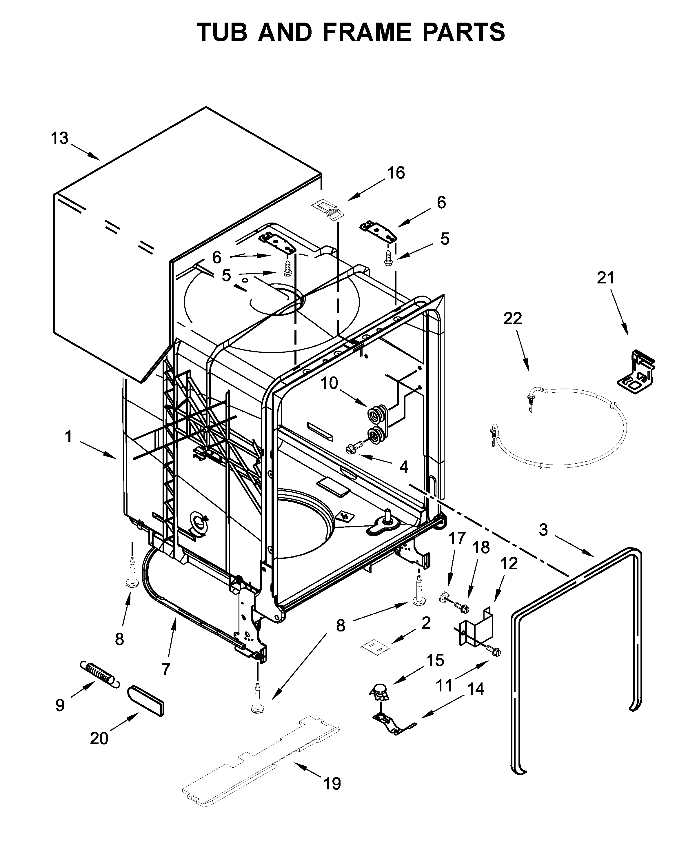 TUB AND FRAME PARTS