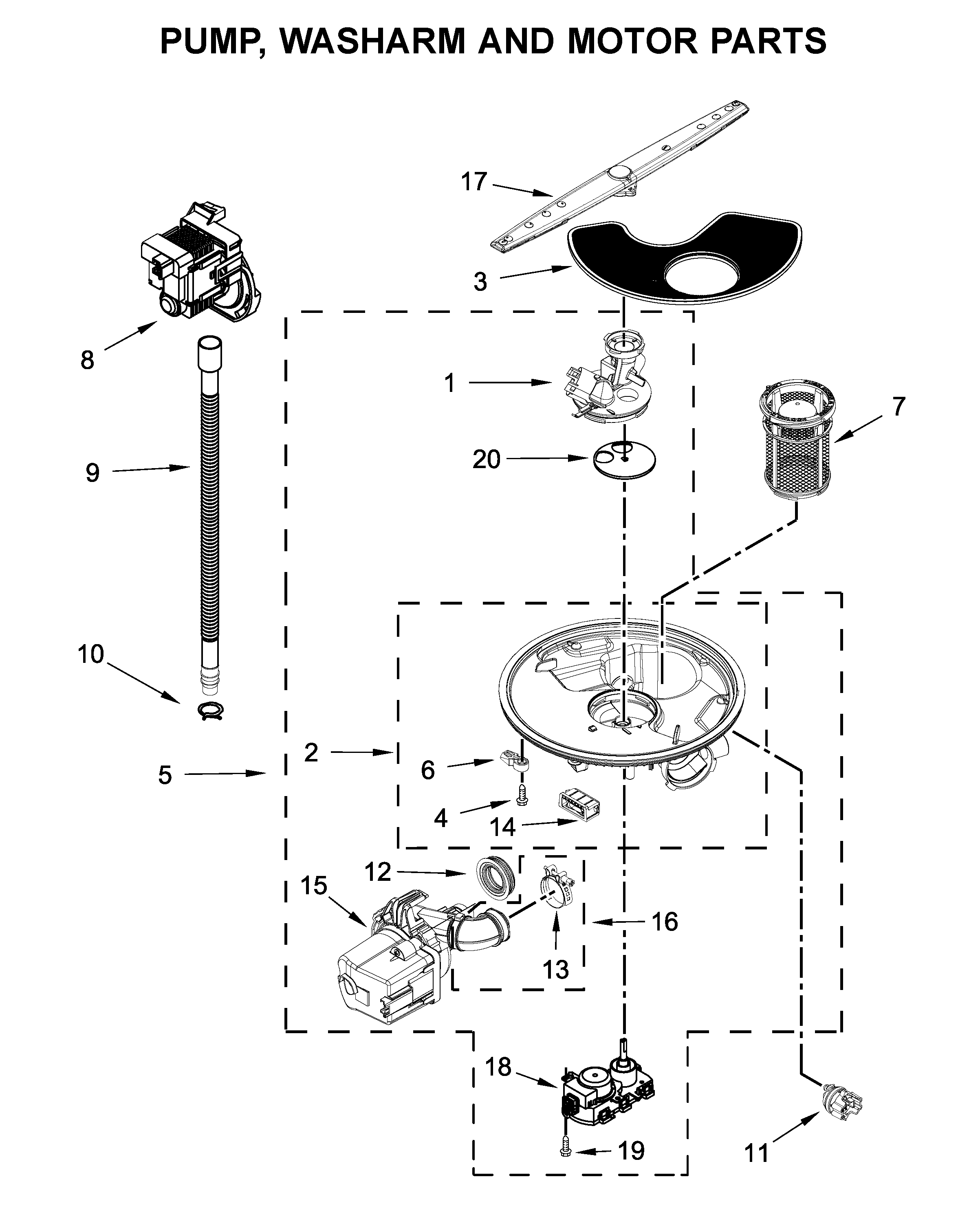 PUMP, WASHARM AND MOTOR PARTS