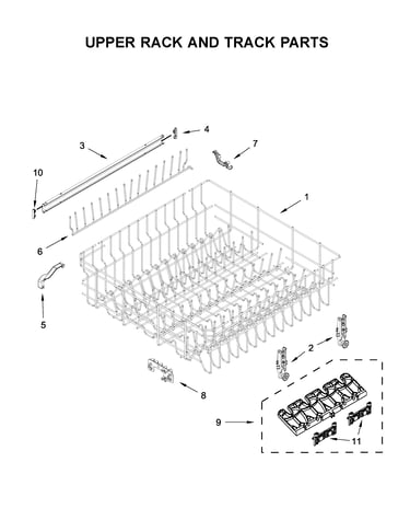 Upper rack and track parts