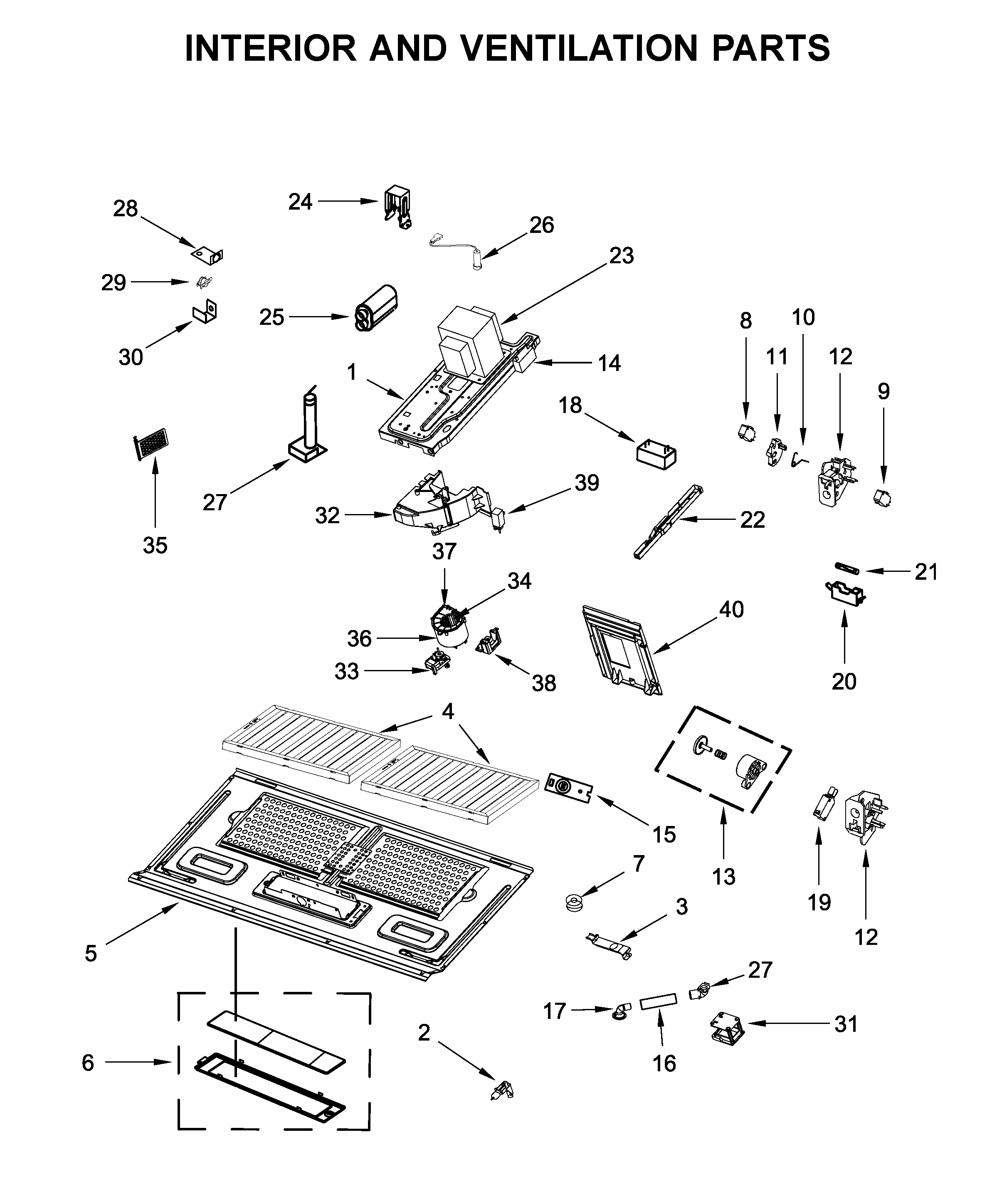 Interior and ventilation parts