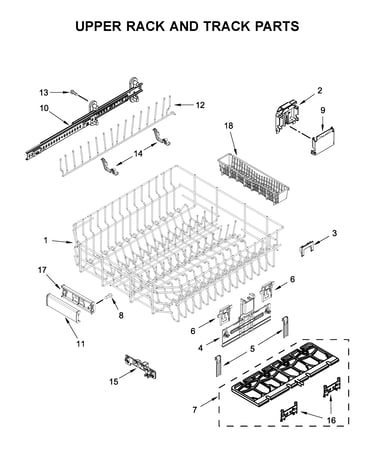 Upper rack and track parts