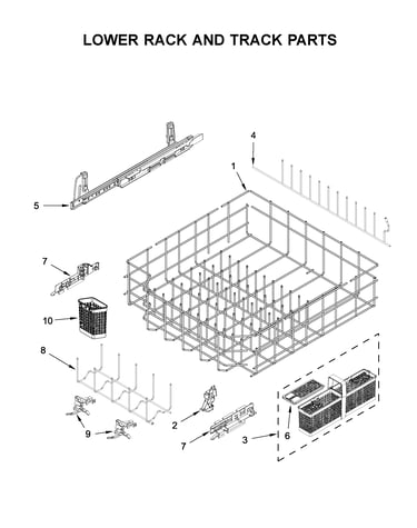 Lower rack and track parts