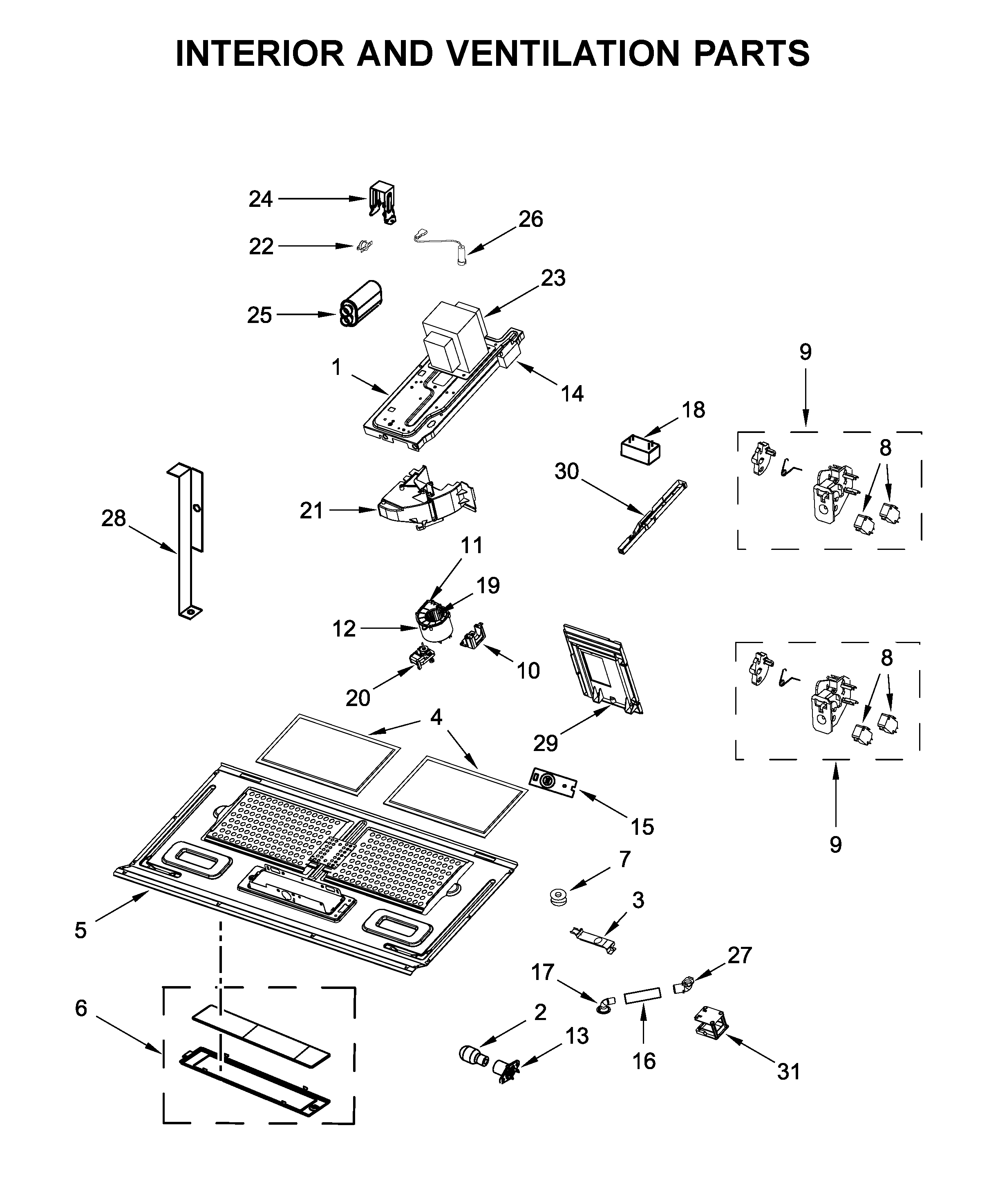 Interior and ventilation parts