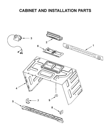 Cabinet and installation parts