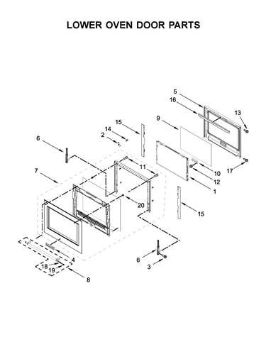 Lower oven door parts