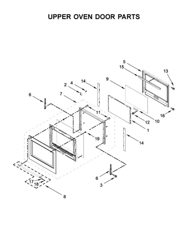 Upper oven door parts