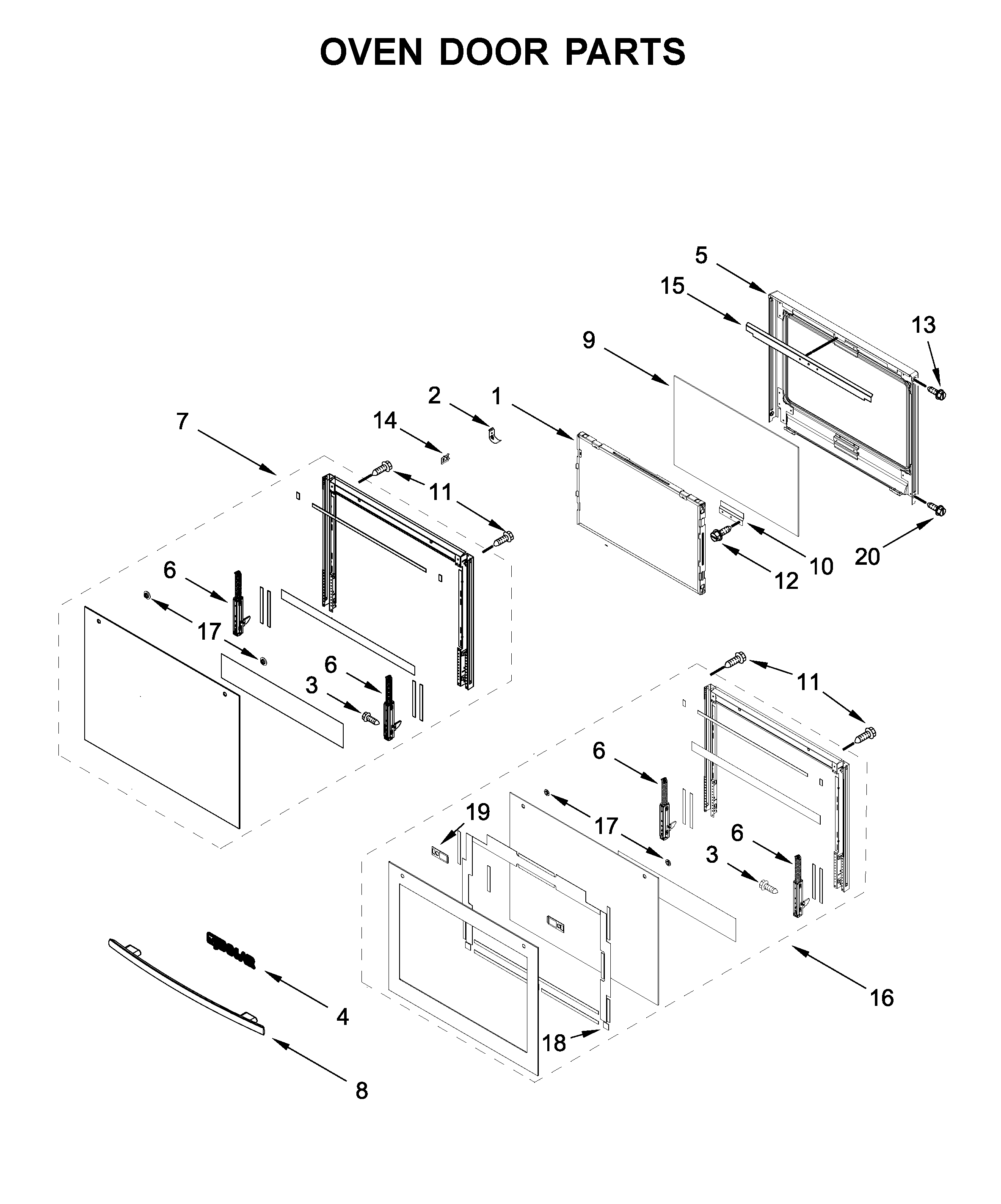 Oven door parts