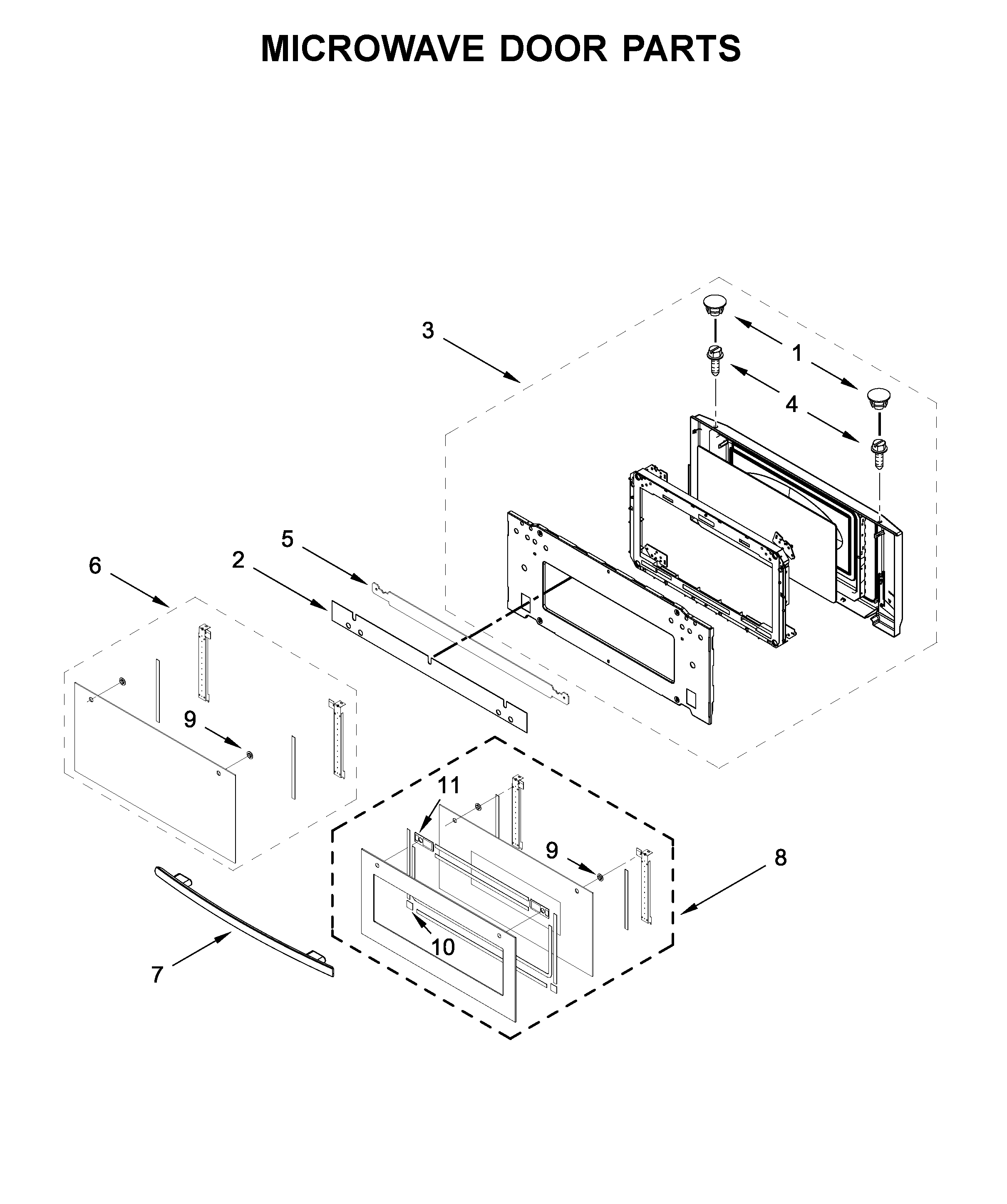Microwave door parts