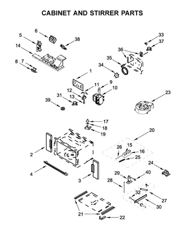 Cabinet and stirrer parts