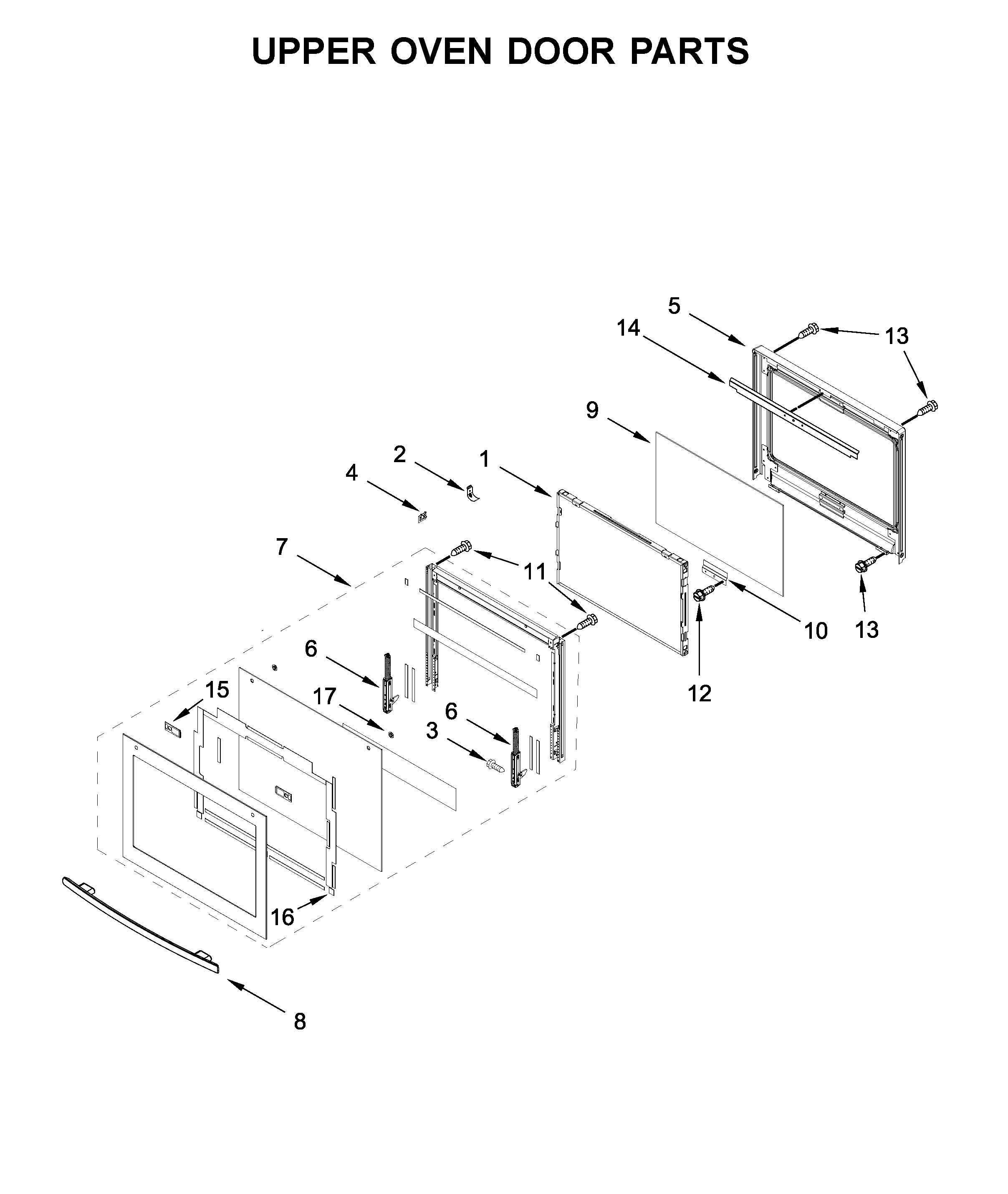 Upper oven door parts