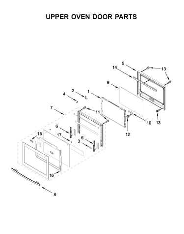 Upper oven door parts