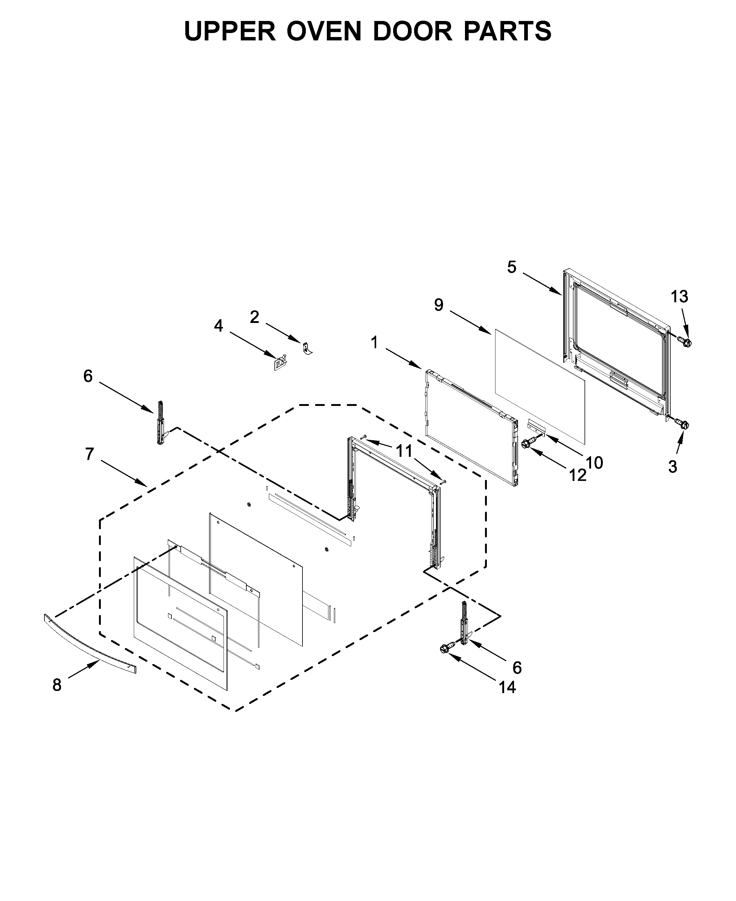 Upper oven door parts
