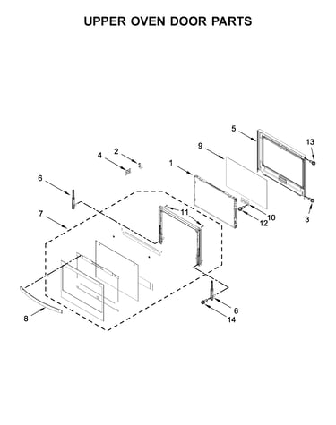 Upper oven door parts