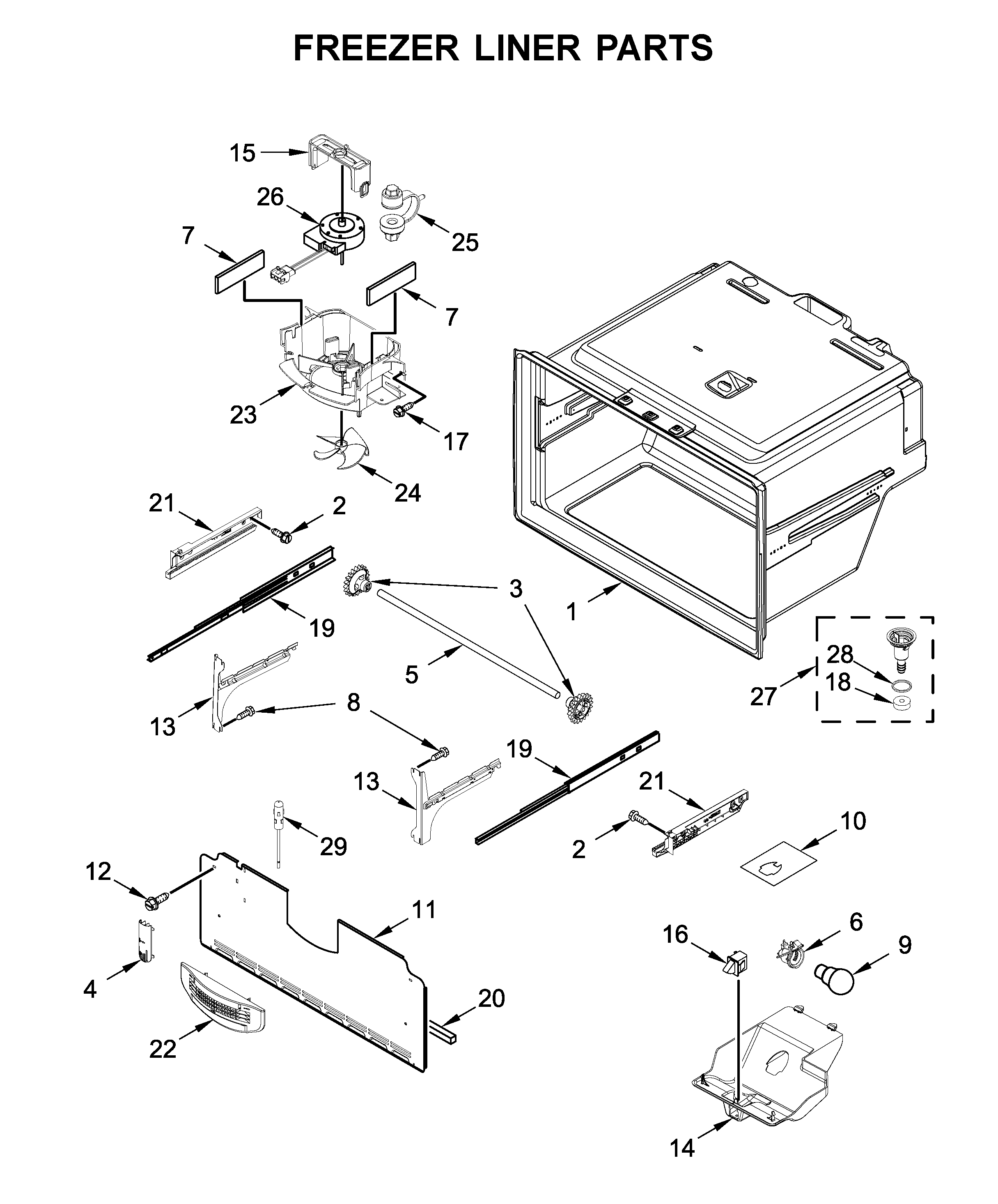 Freezer liner parts