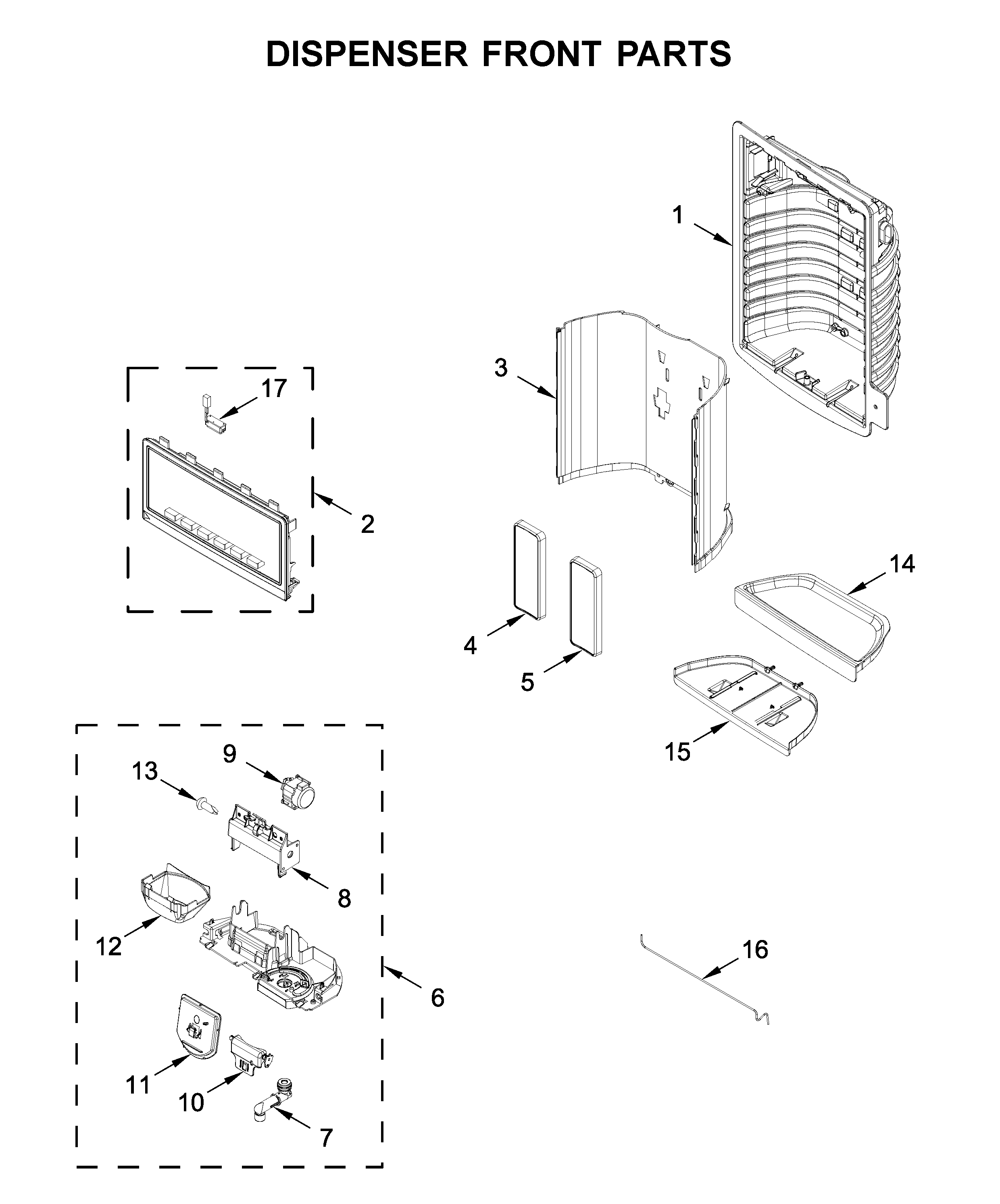 Dispenser front parts