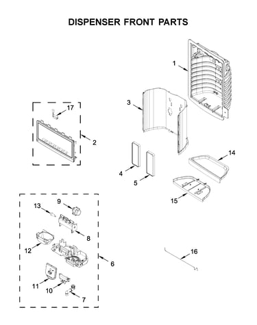Dispenser front parts