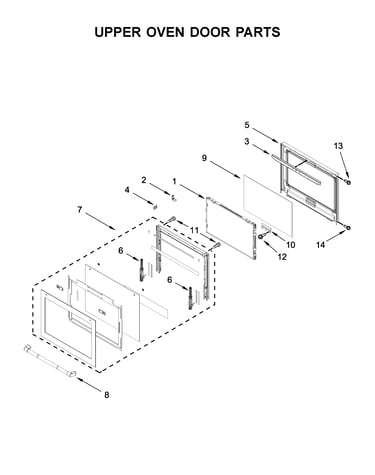 Upper oven door parts