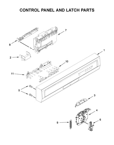 Control panel and latch parts