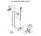 Whirlpool WDF130PAHB0 fill, drain and overfill parts diagram
