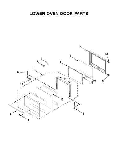 Lower oven door parts