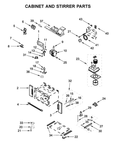 Cabinet and stirrer parts