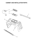 Cabinet and installation parts