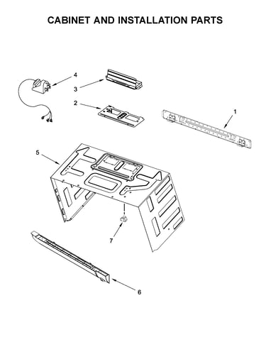 Cabinet and installation parts