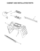 Cabinet and installation parts