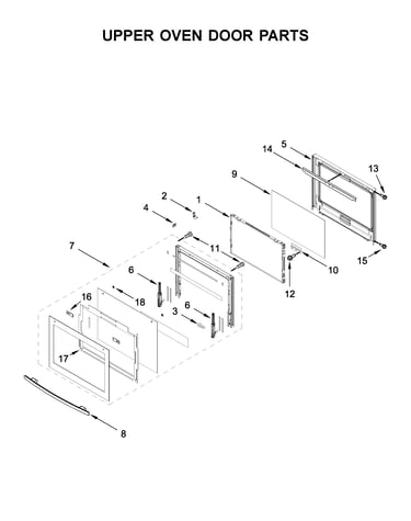 Upper oven door parts