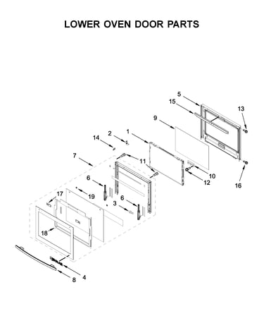 Lower oven door parts