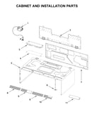 Cabinet and installation parts