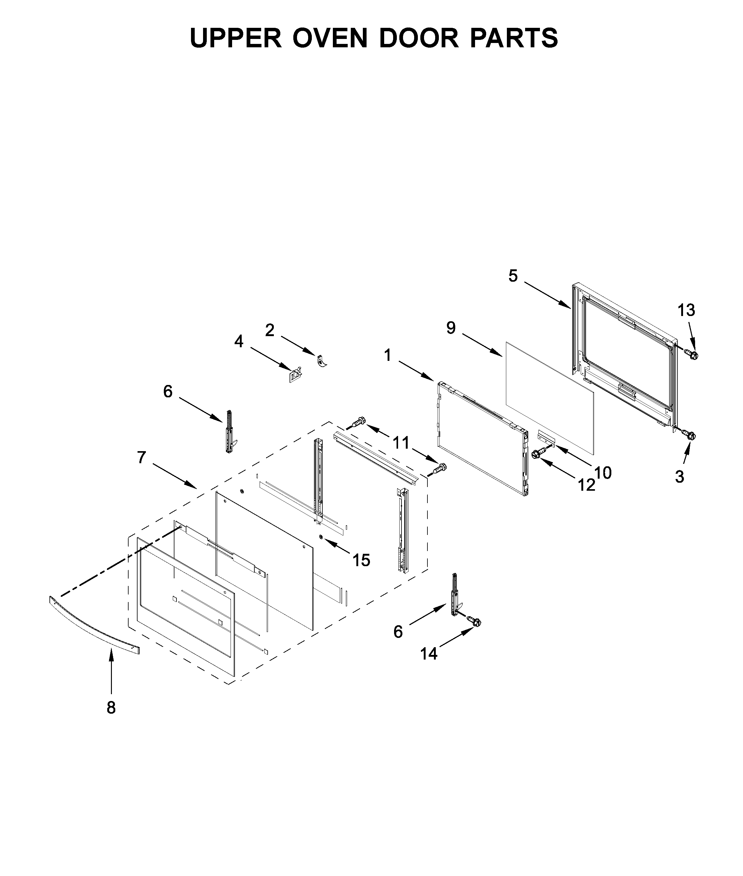 Upper oven door parts