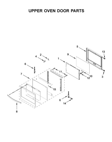 Upper oven door parts