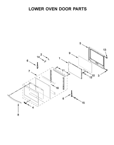 Lower oven door parts