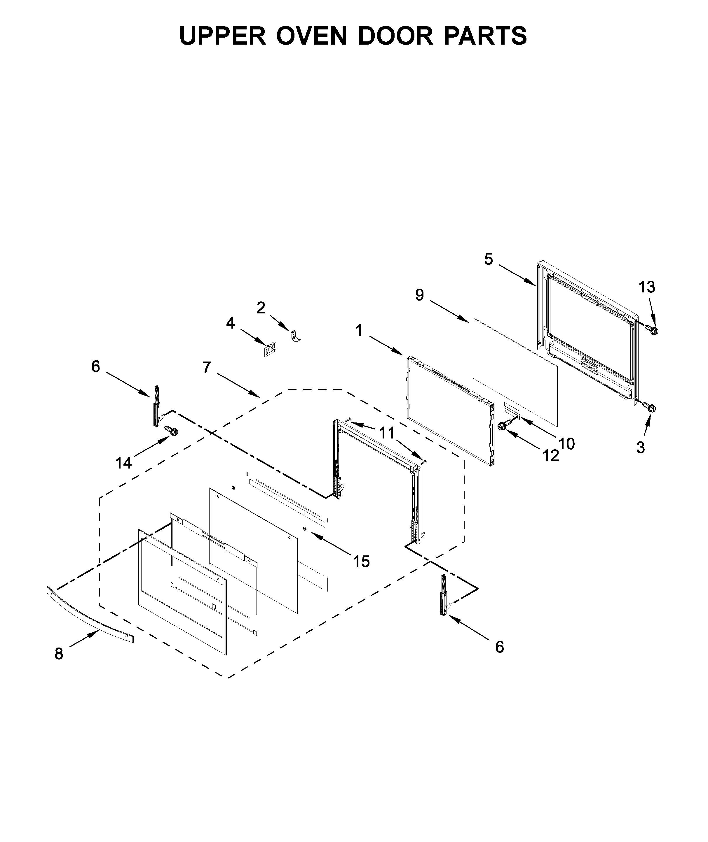 Upper oven door parts